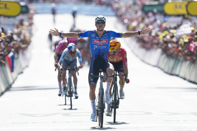 Van der Poel powers to victory on 9th stage of Tour de France and Pogacar keeps yellow jersey